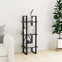 Berkfield Home 3-Tier Book Cabinet Grey 40x30x105 cm Solid Pinewood - Size: 40 x 30 x 105 cm - thumbnail 1