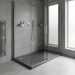 Balterley Contemporary Rectangular Shower Tray, 1300x800mm in Grey - thumbnail 4