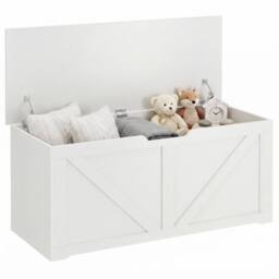 HOMCOM Storage Trunk for Living Room, with Safety Hinges, 100cm, White - thumbnail 2