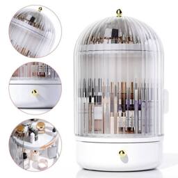 VOGREX 360 Rotating Acrylic Makeup Cosmetic Storage Organiser in Clear - thumbnail 3