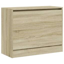 Berkfield Home Shoe Cabinet Sonoma Oak 80x34x63 cm Engineered Wood in Light Brown - Size: 80 x 34 x 63 cm - thumbnail 4