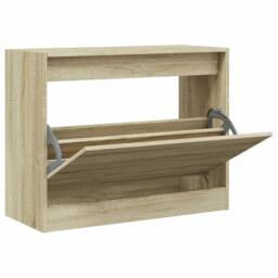 Berkfield Home Shoe Cabinet Sonoma Oak 80x34x63 cm Engineered Wood in Light Brown - Size: 80 x 34 x 63 cm - thumbnail 3