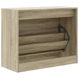Berkfield Home Shoe Cabinet Sonoma Oak 80x34x63 cm Engineered Wood in Light Brown - Size: 80 x 34 x 63 cm - thumbnail 7