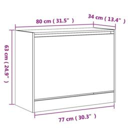 Berkfield Home Shoe Cabinet Sonoma Oak 80x34x63 cm Engineered Wood in Light Brown - Size: 80 x 34 x 63 cm - thumbnail 9