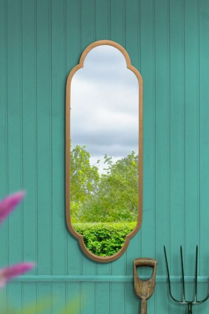 MirrorOutlet Gold Metal Framed Double Arched Oval Garden Wall Mirror 102 X 35.5CM - Size: 1 Pack - image 1