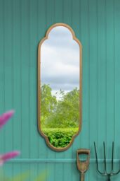 MirrorOutlet Gold Metal Framed Double Arched Oval Garden Wall Mirror 102 X 35.5CM - Size: 1 Pack - thumbnail 2