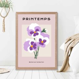 ARTZE Purple Pansies Flower Market Simplicity Framed Print SIZE: A2 with Oak Frame - Size: A4 - thumbnail 2