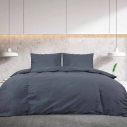 Berkfield Home Duvet Cover Set Anthracite 135x200 cm Cotton in Dark Grey - thumbnail 3