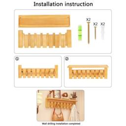 KORVIXA Wooden Piano Coat Rack Hanger W/ 8 Flip-Down Hooks in Brown - Size: 100 cm x 100 cm - thumbnail 2