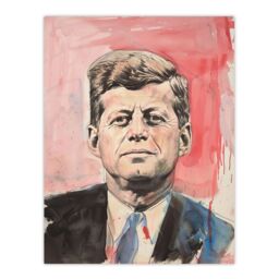 "Artery8 John Kennedy JFK USA President Watercolour Wall Art Print in Red - Size: W12"" x H16""" - thumbnail 1