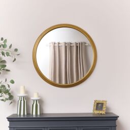 Melody Maison Large Gold Round Stepped Wall Mirror - 80cm X 80cm - Size: 80 cm X 80 cm - thumbnail 2