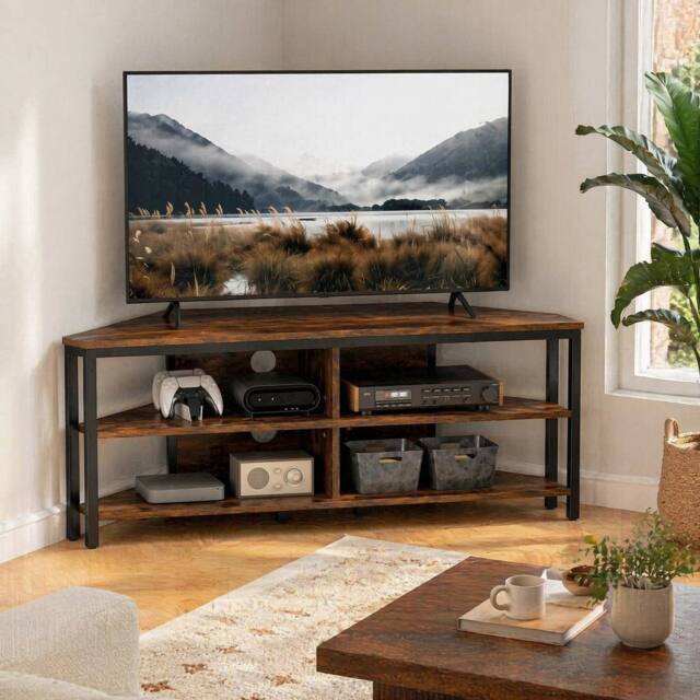 STILVORA Corner TV Unit with Storage, Rustic Brown - image 1