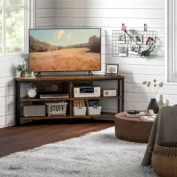 STILVORA Corner TV Unit with Storage, Rustic Brown - thumbnail 2
