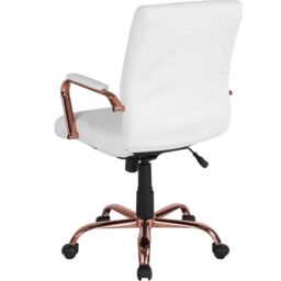 FWStyle White & Rose Gold Faux Leather Low Back Designer Office Chair - thumbnail 2