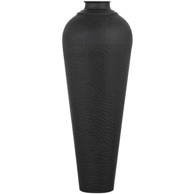 Lemon Pavilion Furniture and Decor Medium Hammered Vase with Lid - L31 x W31 x H80 cm - Matt Black Finish - image 1