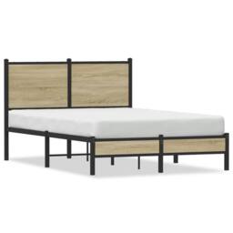 Berkfield Home Metal Bed Frame without Mattress Sonoma Oak 120x190 cm Small Double in Brown - thumbnail 2