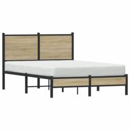 Berkfield Home Metal Bed Frame without Mattress Sonoma Oak 120x190 cm Small Double in Brown - thumbnail 4