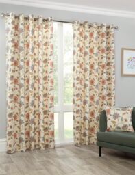 Sundour Shelley Faux Embroidery Eyelet Curtains in Beige - Size: 168 cm width x 137 cm drop - thumbnail 1