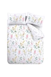 Catherine Lansfield 'Emilia Floral' Reversible Duvet Cover Set in White - Size: Double - thumbnail 5