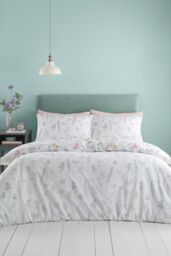 Catherine Lansfield 'Emilia Floral' Reversible Duvet Cover Set in White - Size: Double - thumbnail 2