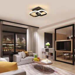 COMELY Ceiling Light Square Modern LED, Small Ceiling Lamp, 22W, 3000K, Black - thumbnail 2