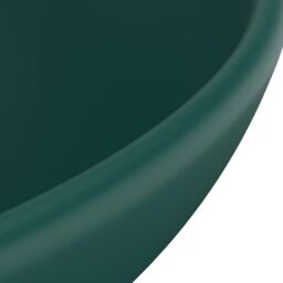 Berkfield Home Luxury Bathroom Basin Round Matt Dark Green 32.5x14 cm Ceramic - thumbnail 5