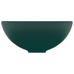 Berkfield Home Luxury Bathroom Basin Round Matt Dark Green 32.5x14 cm Ceramic - thumbnail 4