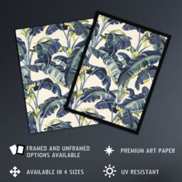 "Artery8 Banana Plant Artwork Leaves Foliage Tropical Wall Art Print in Blue - Size: W12"" x H16""" - thumbnail 2