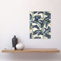 "Artery8 Banana Plant Artwork Leaves Foliage Tropical Wall Art Print in Blue - Size: W12"" x H16""" - thumbnail 4