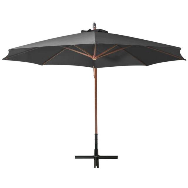 Berkfield Home Hanging Parasol with Pole Anthracite 3.5x2.9 m Solid Fir Wood in Black - image 1
