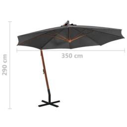 Berkfield Home Hanging Parasol with Pole Anthracite 3.5x2.9 m Solid Fir Wood in Black - thumbnail 9