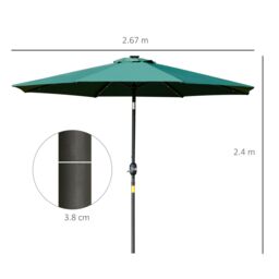OUTSUNNY 2.7m Patio Garden Umbrella Outdoor Parasol with Tilt Crank & 24 LEDs Lights in Green - thumbnail 3