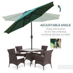 OUTSUNNY 2.7m Patio Garden Umbrella Outdoor Parasol with Tilt Crank & 24 LEDs Lights in Green - thumbnail 6