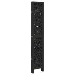 Berkfield Home Room Divider 5 Panels Black Solid Wood Paulownia - thumbnail 5