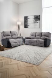 More4Homes Postana Electric Recliner Jumbo Cord 2+3 Seater Sofa Set in Grey - thumbnail 1