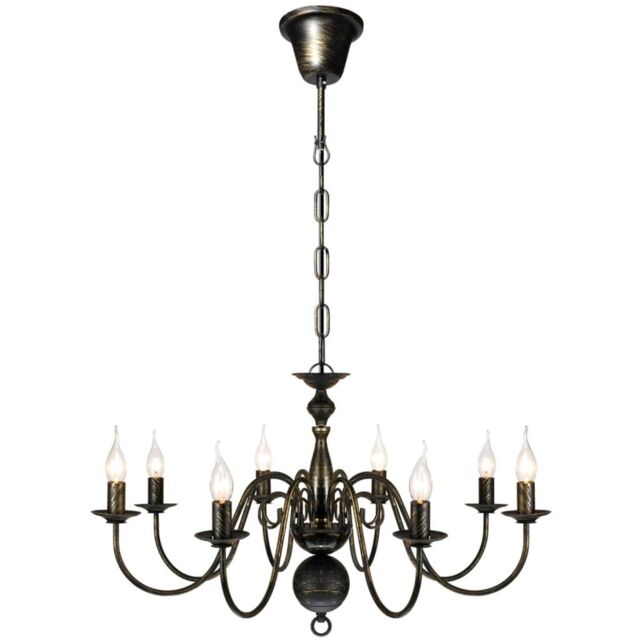 Berkfield Home Antique Black Metal Chandelier 8 x E14 Bulbs - image 1