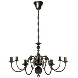 Berkfield Home Antique Black Metal Chandelier 8 x E14 Bulbs - thumbnail 2
