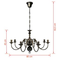 Berkfield Home Antique Black Metal Chandelier 8 x E14 Bulbs - thumbnail 6