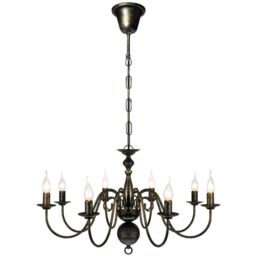 Berkfield Home Antique Black Metal Chandelier 8 x E14 Bulbs - thumbnail 1