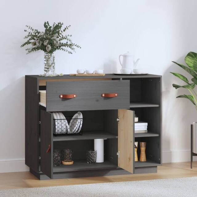 Berkfield Home Sideboard Grey 98.5x40x75 cm Solid Wood Pine - image 1