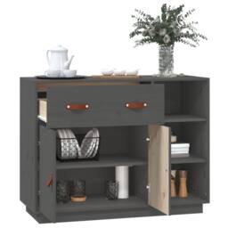 Berkfield Home Sideboard Grey 98.5x40x75 cm Solid Wood Pine - thumbnail 5