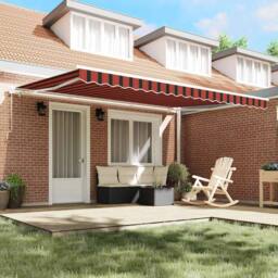 Berkfield Home Manual Retractable Awning Orange & Brown 450x350 cm - thumbnail 3