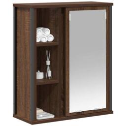 Berkfield Home Bathroom Wall Cabinet with Mirror Brown Oak 50x21x60 cm - Size: 50 x 21 x 60 cm - thumbnail 4