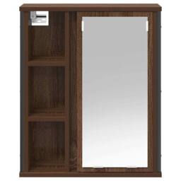 Berkfield Home Bathroom Wall Cabinet with Mirror Brown Oak 50x21x60 cm - Size: 50 x 21 x 60 cm - thumbnail 6