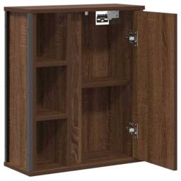 Berkfield Home Bathroom Wall Cabinet with Mirror Brown Oak 50x21x60 cm - Size: 50 x 21 x 60 cm - thumbnail 5