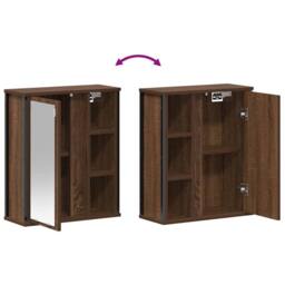 Berkfield Home Bathroom Wall Cabinet with Mirror Brown Oak 50x21x60 cm - Size: 50 x 21 x 60 cm - thumbnail 9