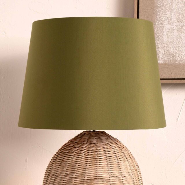Ruma Sage Green Tapered Poly Cotton Lampshade for Table Lamps & Floor Lamps - Size: 14 inches - image 1
