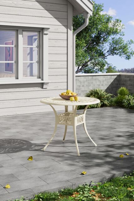 Garden Sanctuary Vintage Round Cast Aluminum Garden Bistro Table in Beige - image 1