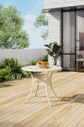 Garden Sanctuary Vintage Round Cast Aluminum Garden Bistro Table in Beige - thumbnail 2