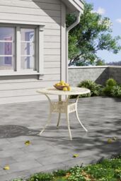 Garden Sanctuary Vintage Round Cast Aluminum Garden Bistro Table in Beige - thumbnail 1